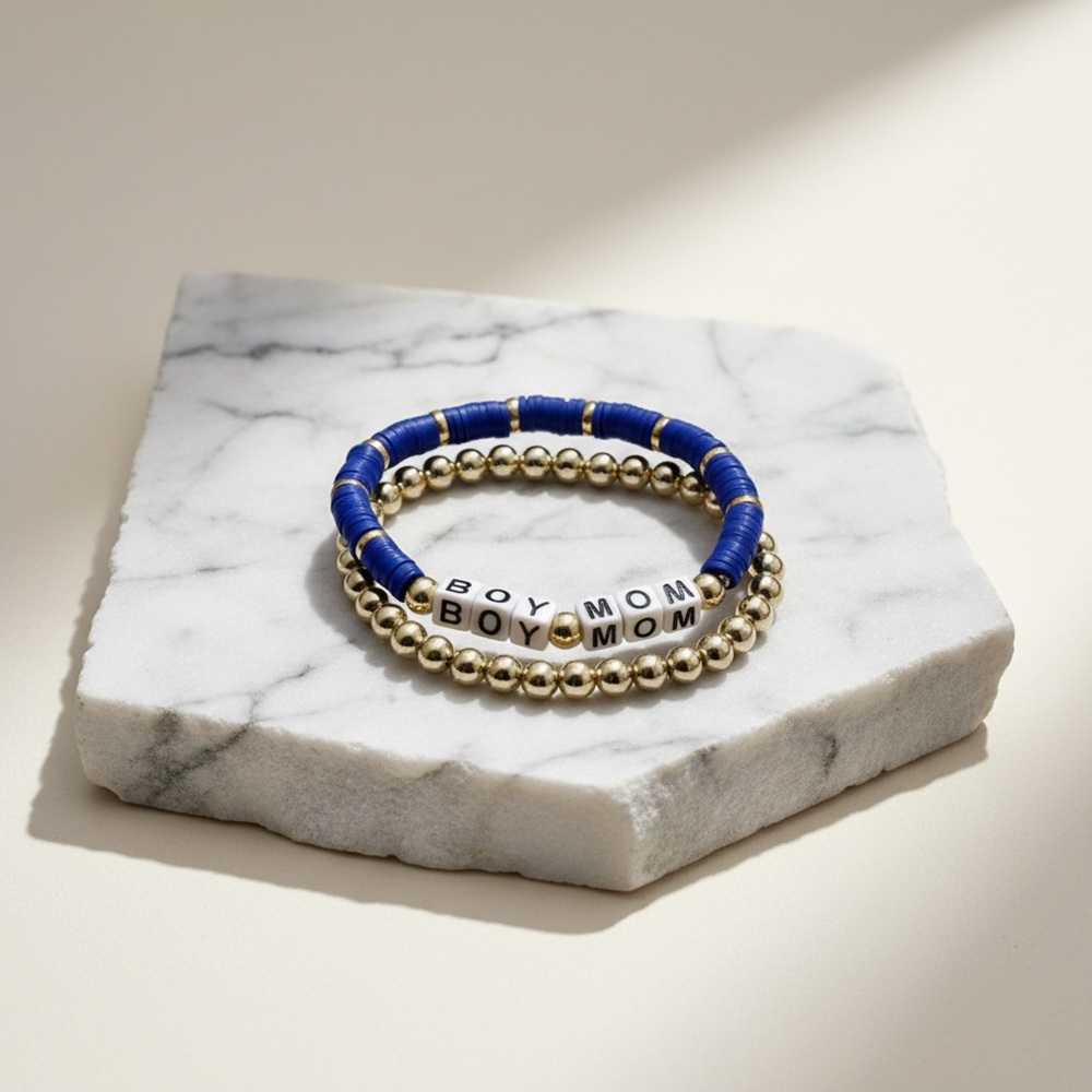 Boy Mom Clay Bead Bracelet Set